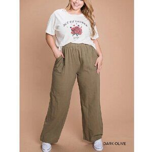 Plus Size Olive Cotton Pants